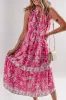 Floral Sleeveless Tasseled Tie Neck Tiered Midi Dress sold by Charming Charlie