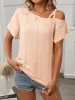 Eyelet Asymmetrical Shoulder Short Sleeve T-Shirt sold by Charming Charlie