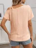 Eyelet Asymmetrical Shoulder Short Sleeve T-Shirt sold by Charming Charlie