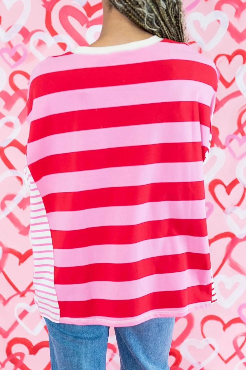 Stripe Side Slit Round Neck T-Shirt sold by Charming Charlie product image thumbnail 4