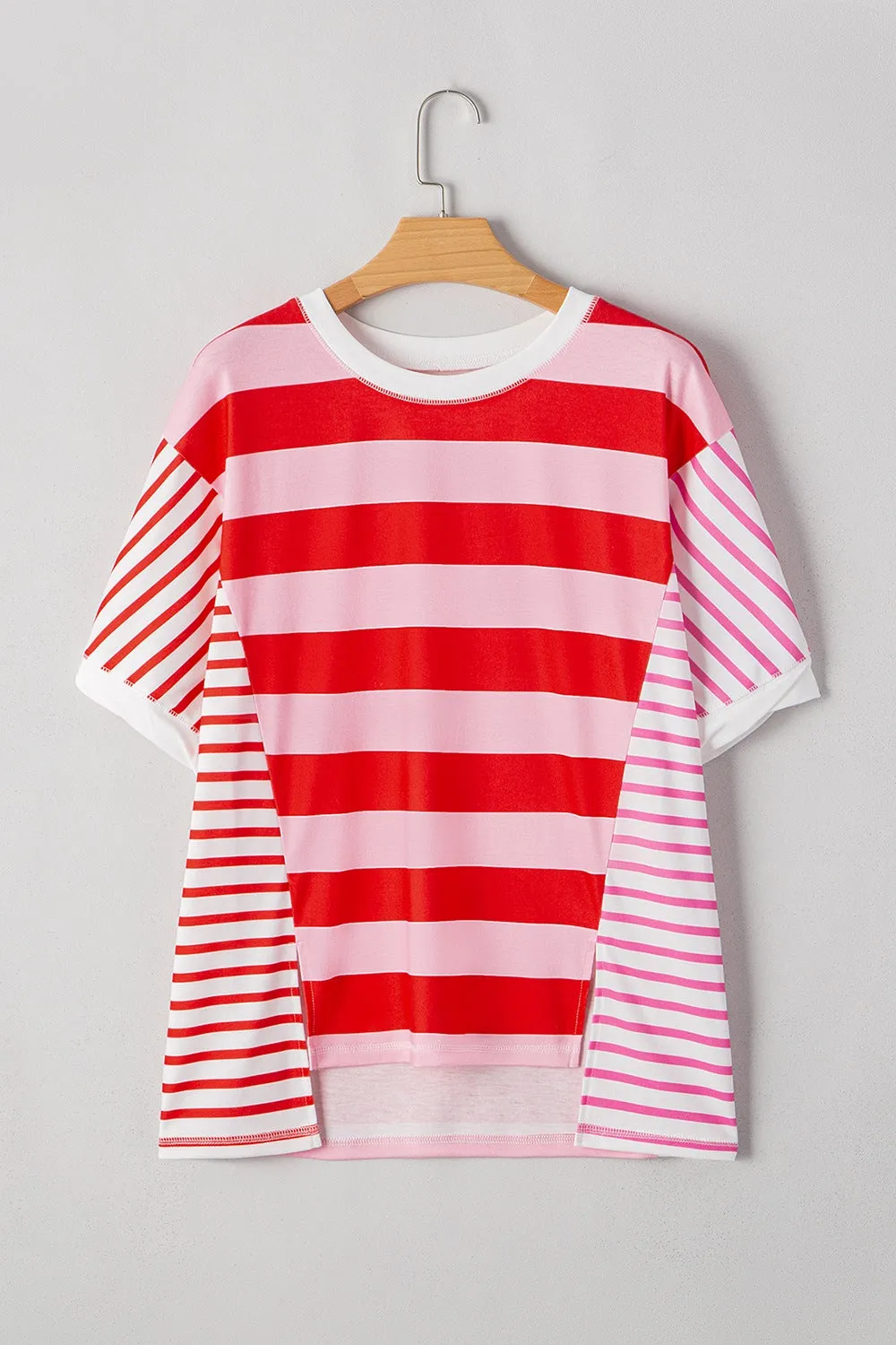 Stripe Side Slit Round Neck T-Shirt sold by Charming Charlie product image thumbnail 5