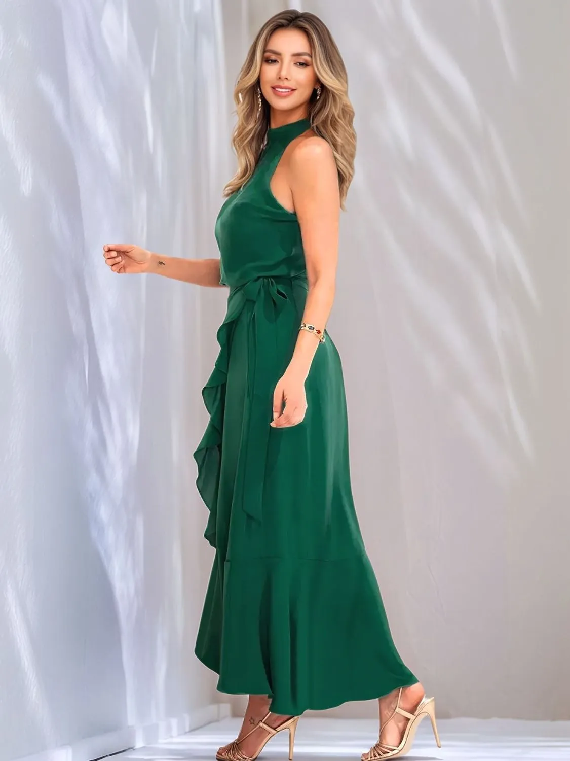 Ruffled Grecian Neck Maxi Dress sold by Charming Charlie product image thumbnail 5