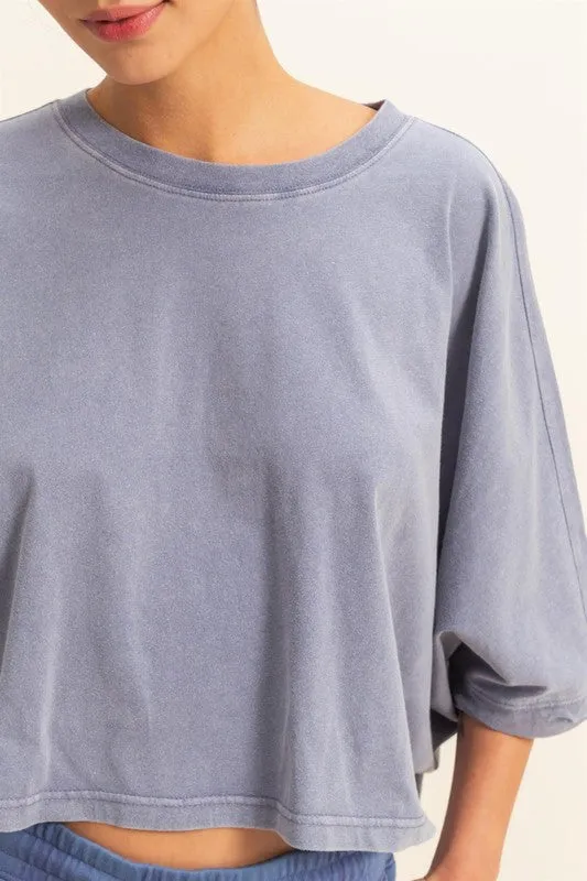 HYFVE Lightweight Round Neck Batwing Sleeve T-Shirt sold by Charming Charlie product image thumbnail 4