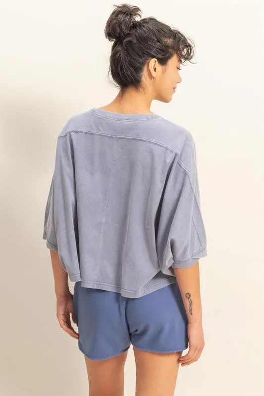 HYFVE Lightweight Round Neck Batwing Sleeve T-Shirt sold by Charming Charlie product image thumbnail 3
