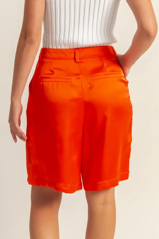 HYFVE High-Waist Pleated Satin Shorts sold by Charming Charlie product image thumbnail 3