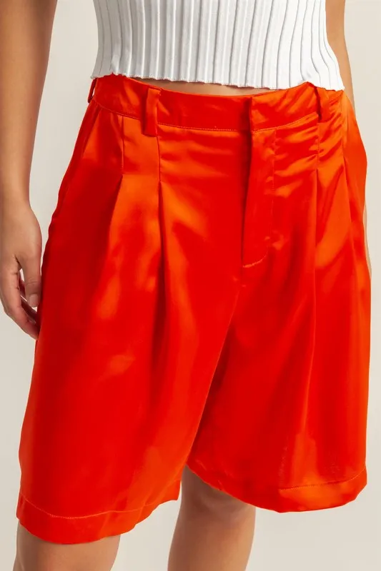 HYFVE High-Waist Pleated Satin Shorts sold by Charming Charlie product image thumbnail 4