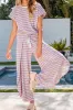 Striped Round Neck Short Sleeve Top and Pants Set sold by Charming Charlie