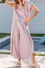 Striped Round Neck Short Sleeve Top and Pants Set sold by Charming Charlie