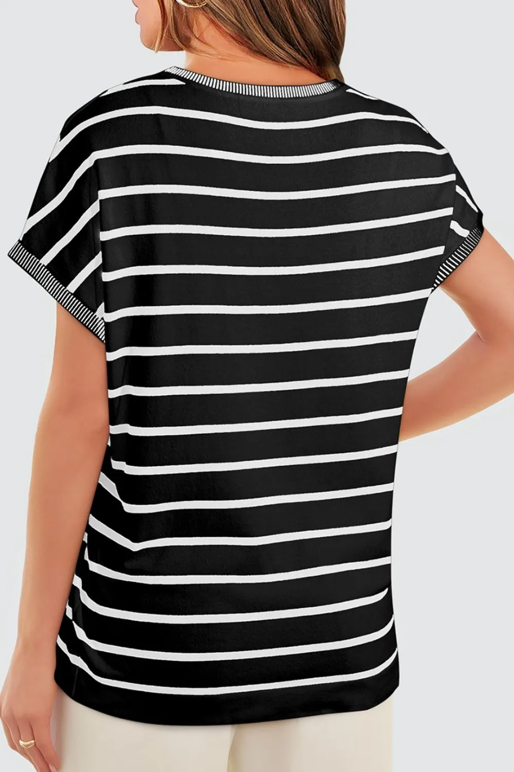 Striped Short Sleeve Knit Top sold by Charming Charlie product image thumbnail 3