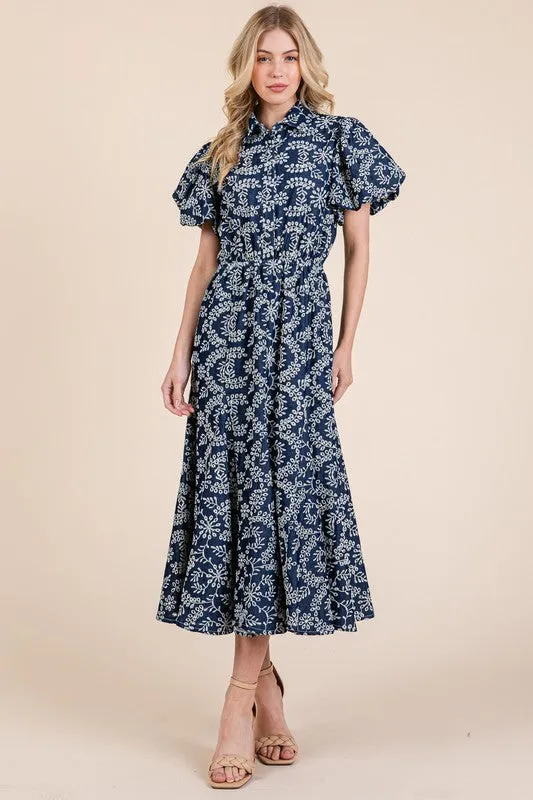 GeeGee Natural Leaf Pattern Eyelet Lace Puff Sleeve Dress sold by Charming Charlie product image thumbnail 2