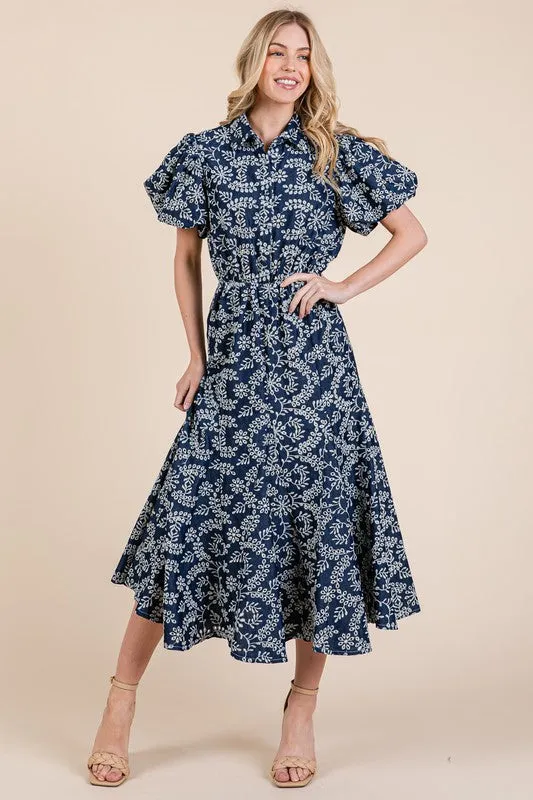 GeeGee Natural Leaf Pattern Eyelet Lace Puff Sleeve Dress sold by Charming Charlie product image thumbnail 3