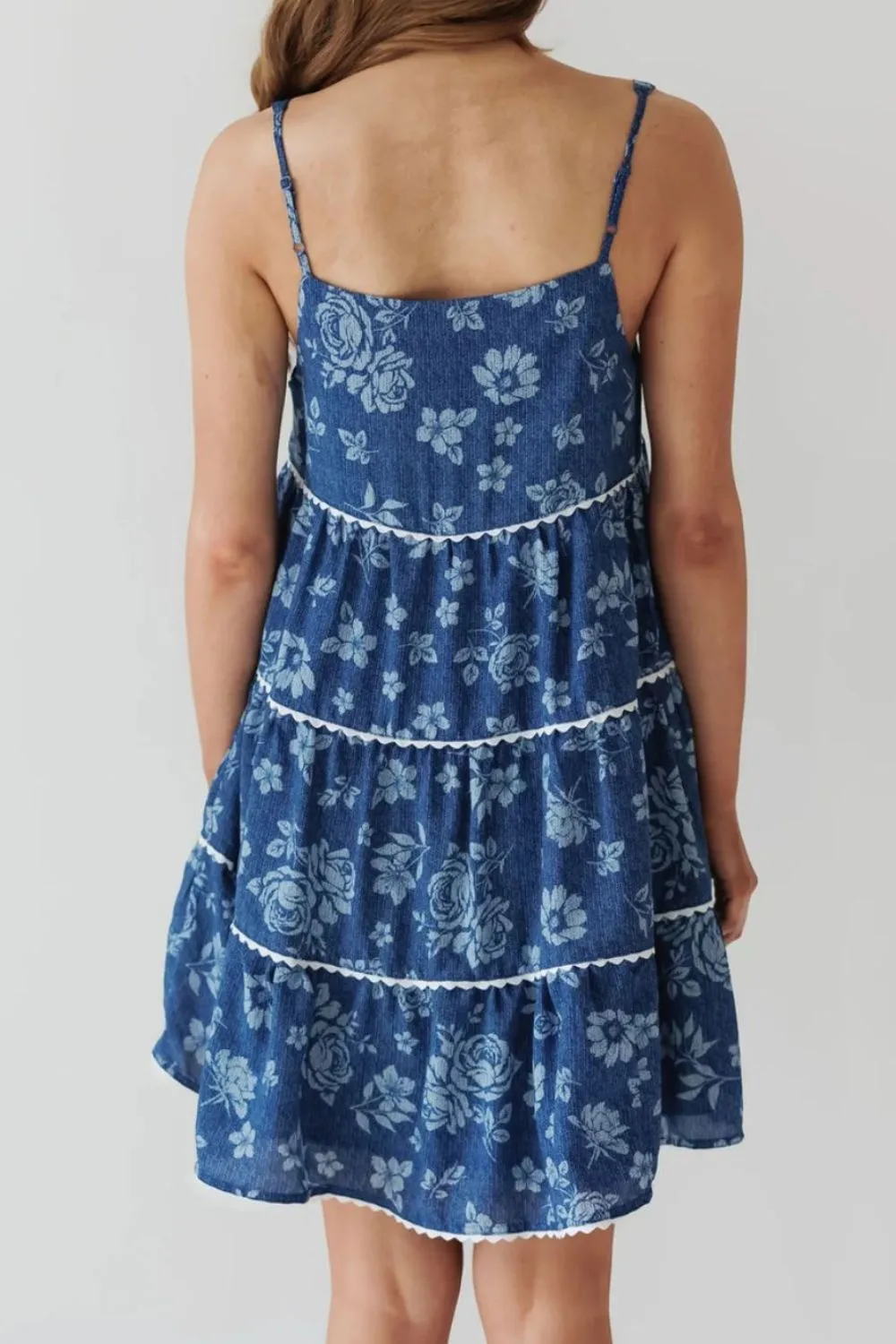 Floral Tiered Square Neck Denim Dress sold by Charming Charlie product image thumbnail 2