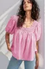 Lace Detail Square Neck Puff Sleeve Blouse sold by Charming Charlie