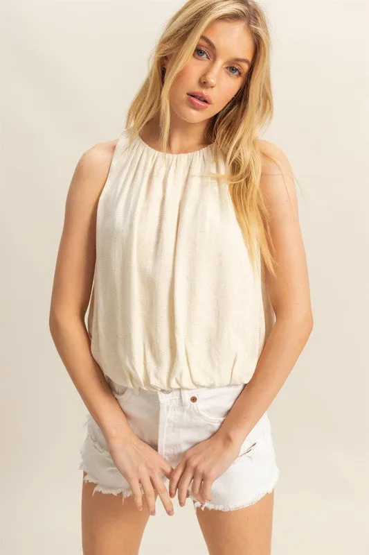 HYFVE Bubble Hem Round Neck Sleeveless Blouse sold by Charming Charlie
