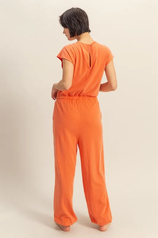 HYFVE Back Keyhole Round Neck Cap Sleeve Drawstring Jumpsuit sold by Charming Charlie product image thumbnail 3
