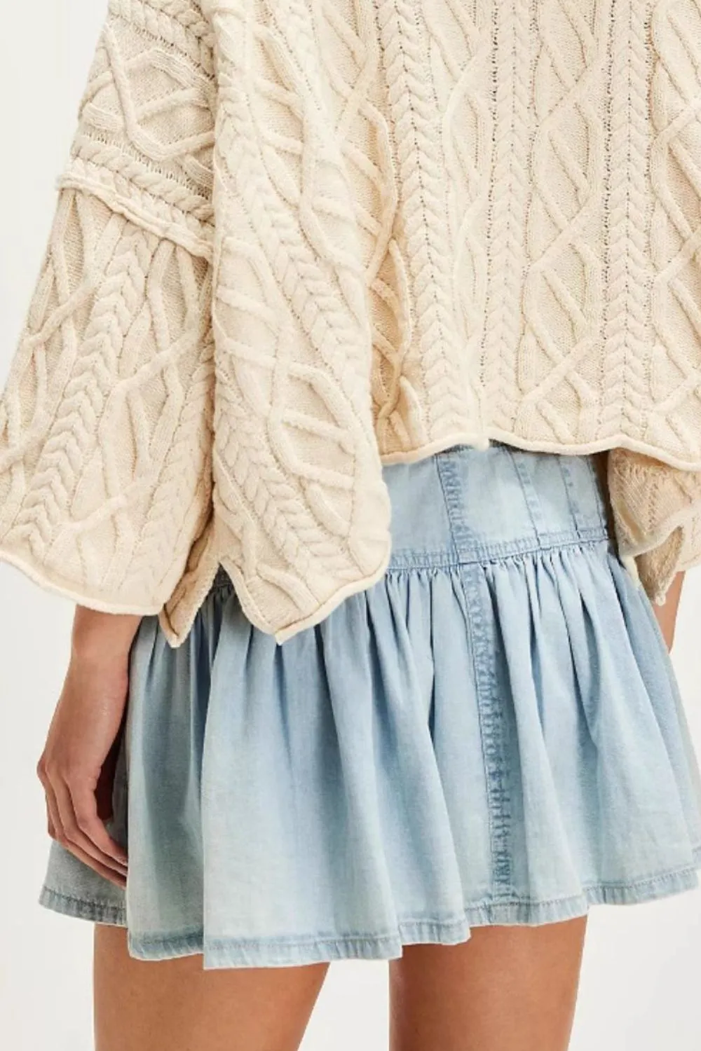 Buttoned Ruffled Mini Denim Skirt sold by Charming Charlie product image thumbnail 4
