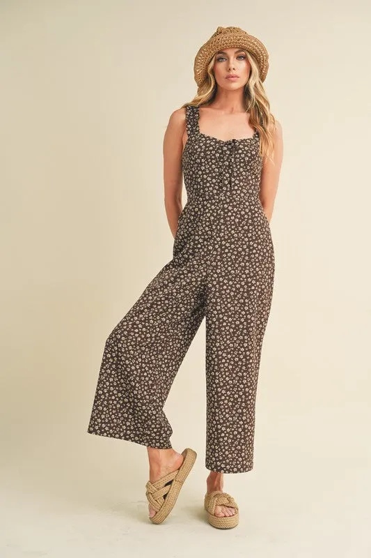 Aemi + Co Floral Sweetheart Neck Wide Leg Jumpsuit sold by Charming Charlie