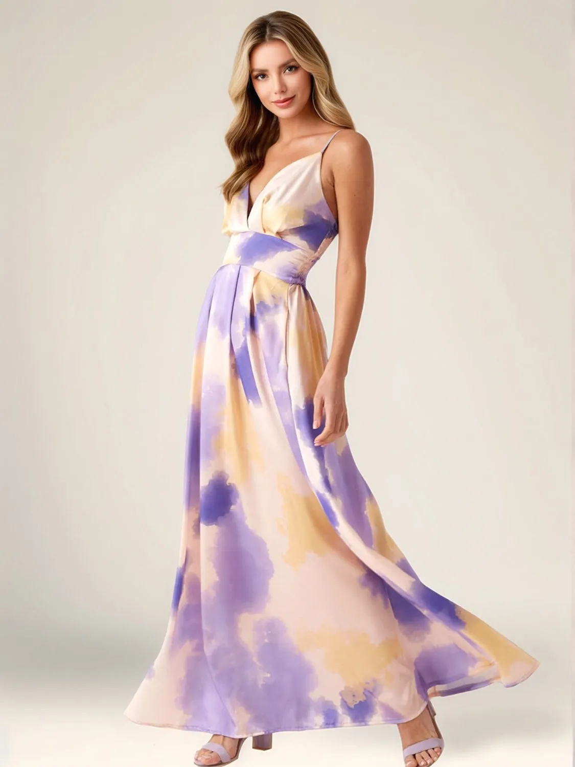 Smocked Back Tie-Dye Maxi Cami Dress sold by Charming Charlie product image thumbnail 5