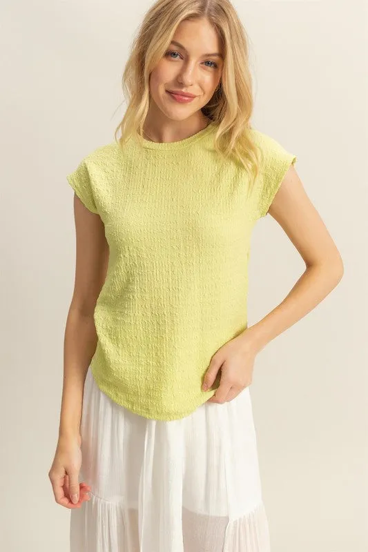 HYFVE Textured Round Neck Cap Sleeve Knit Top sold by Charming Charlie