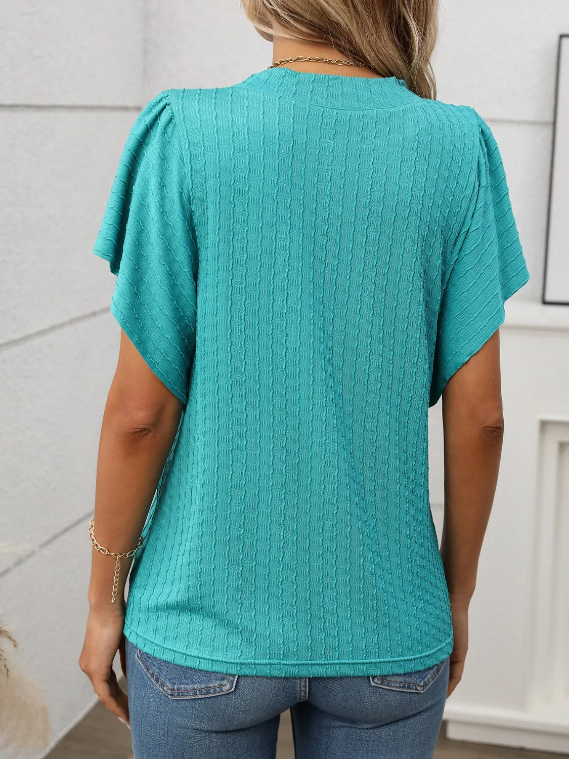 Round Neck Flutter Sleeve T-Shirt sold by Charming Charlie product image thumbnail 4