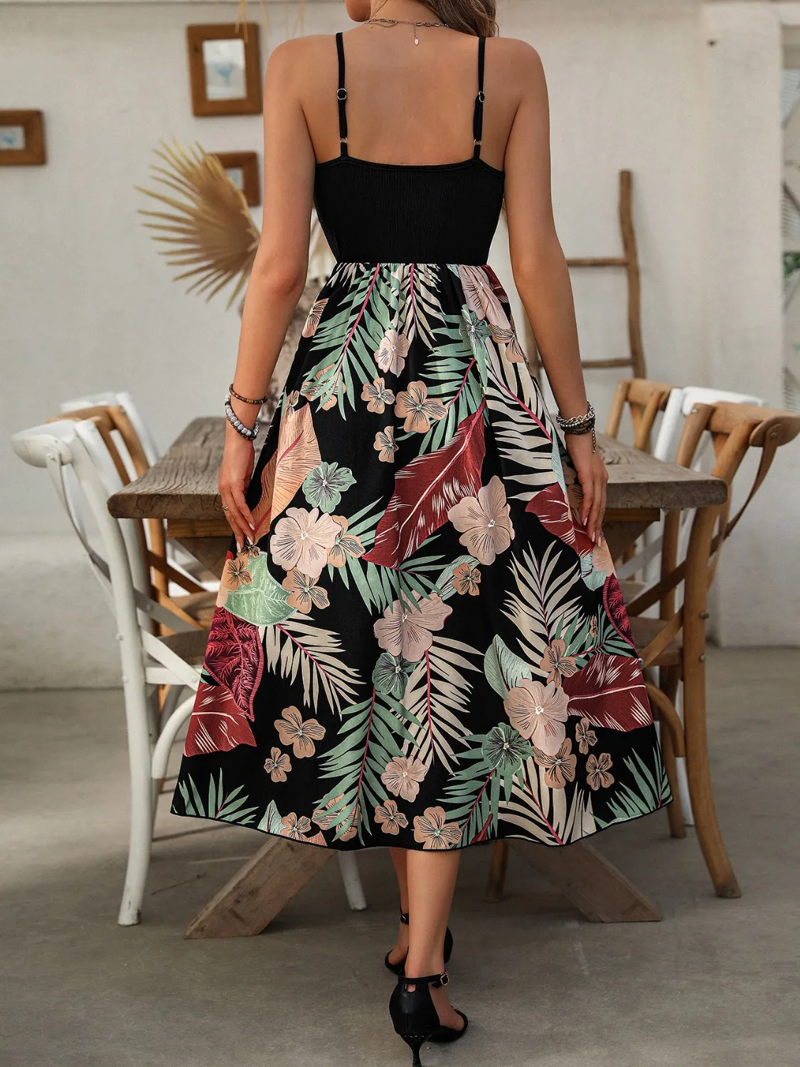 Lace Detail Floral Slit Midi Cami Dress sold by Charming Charlie product image thumbnail 3