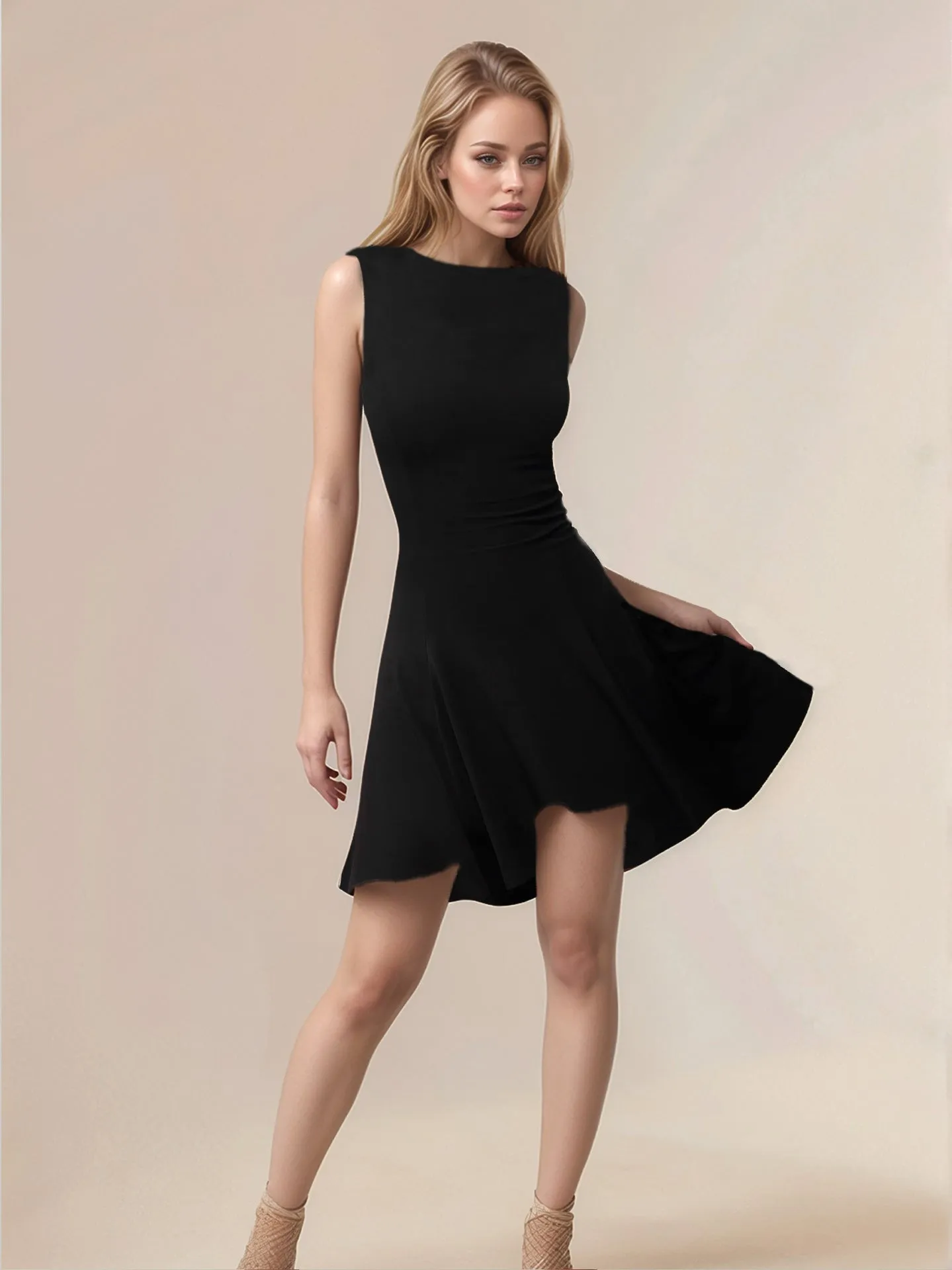 High-Low Round Neck Sleeveless Mini Dress sold by Charming Charlie product image thumbnail 3