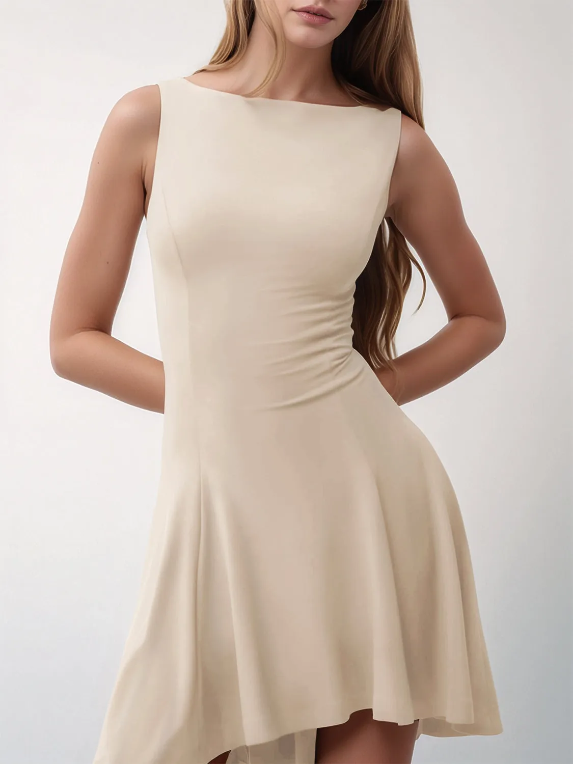 High-Low Round Neck Sleeveless Mini Dress sold by Charming Charlie product image thumbnail 4