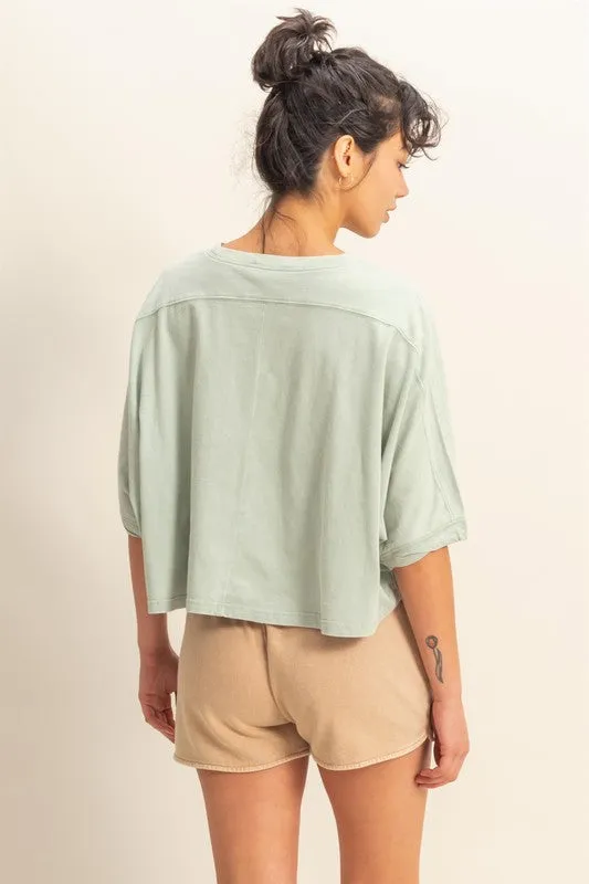 HYFVE Lightweight Round Neck Batwing Sleeve T-Shirt sold by Charming Charlie product image thumbnail 3