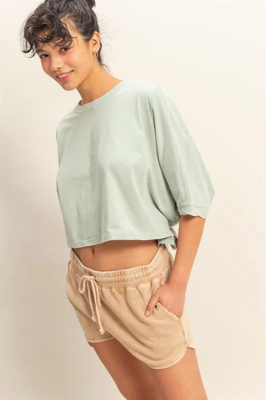 HYFVE Lightweight Round Neck Batwing Sleeve T-Shirt sold by Charming Charlie product image thumbnail 2