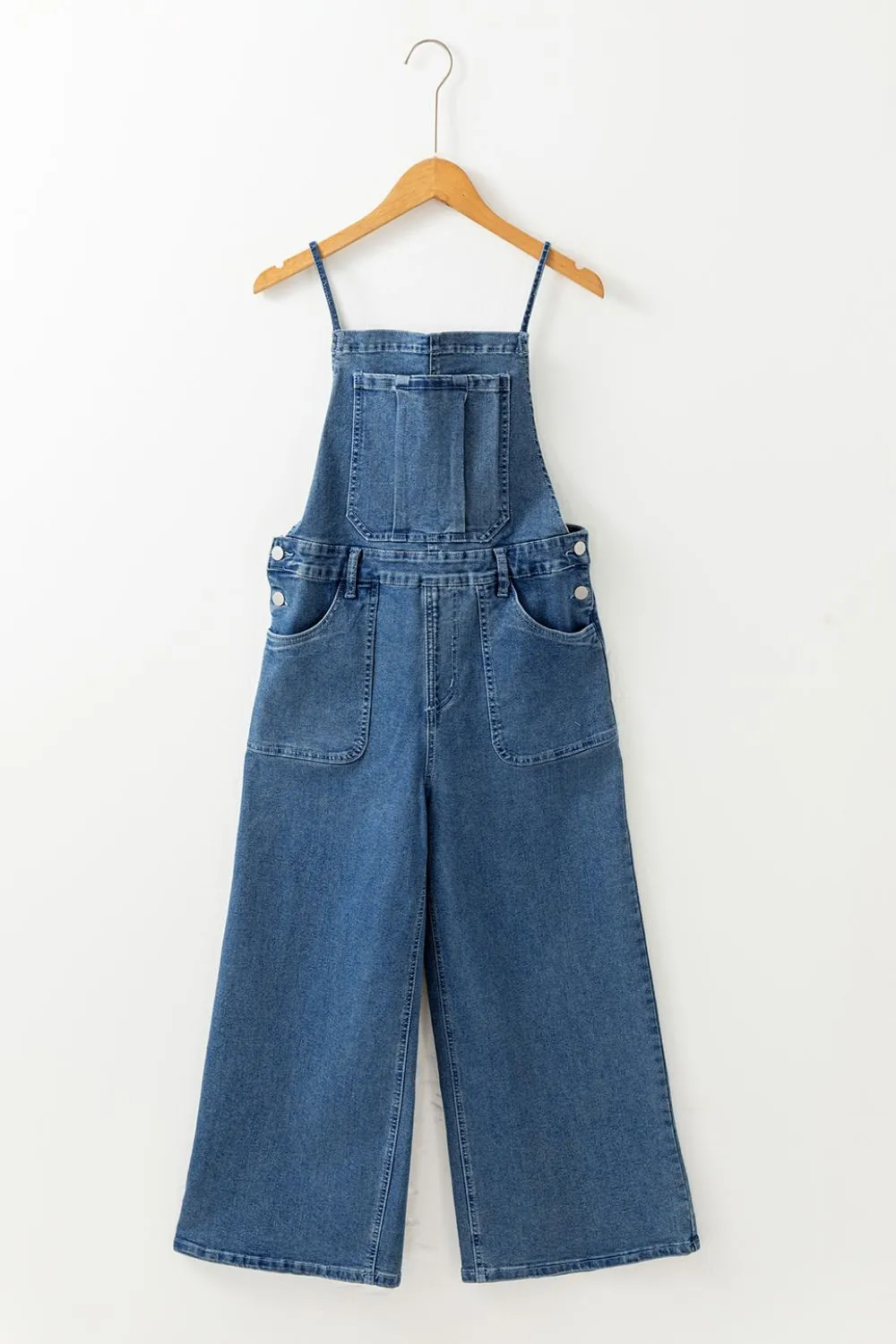 Adjustable Tie Straps Wide Leg Denim Overalls sold by Charming Charlie product image thumbnail 4