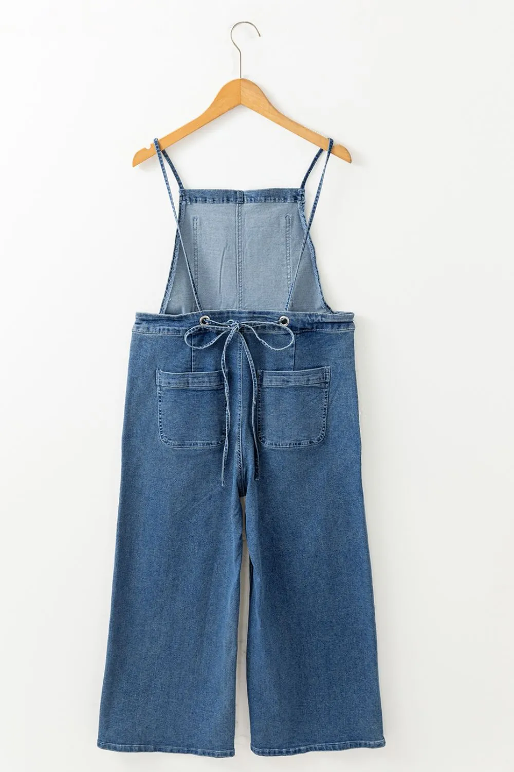 Adjustable Tie Straps Wide Leg Denim Overalls sold by Charming Charlie product image thumbnail 5