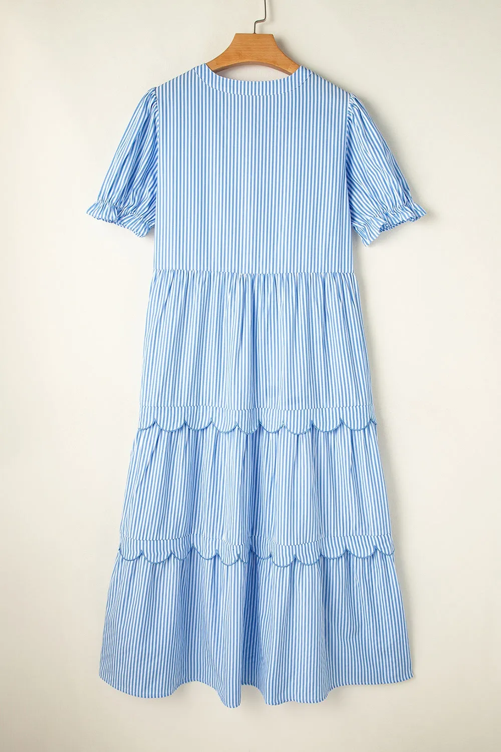 Stripe Bubble Short Sleeve Tiered Scallop Midi Dress sold by Charming Charlie product image thumbnail 4