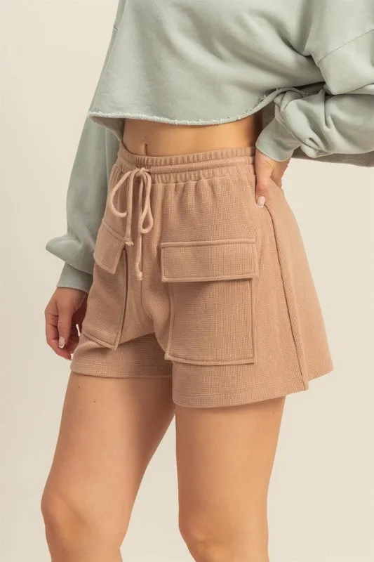 HYFVE Drawstring Waffle Knit Front Pocket Shorts sold by Charming Charlie product image thumbnail 3