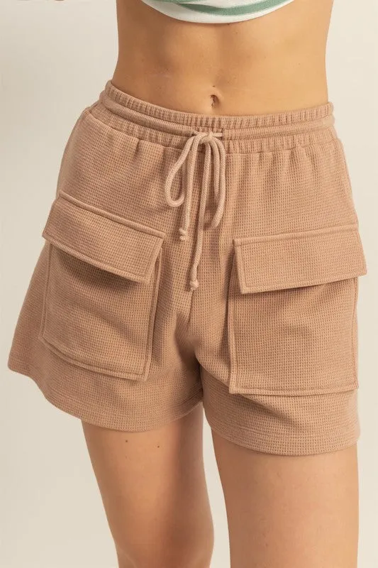 HYFVE Drawstring Waffle Knit Front Pocket Shorts sold by Charming Charlie product image thumbnail 2