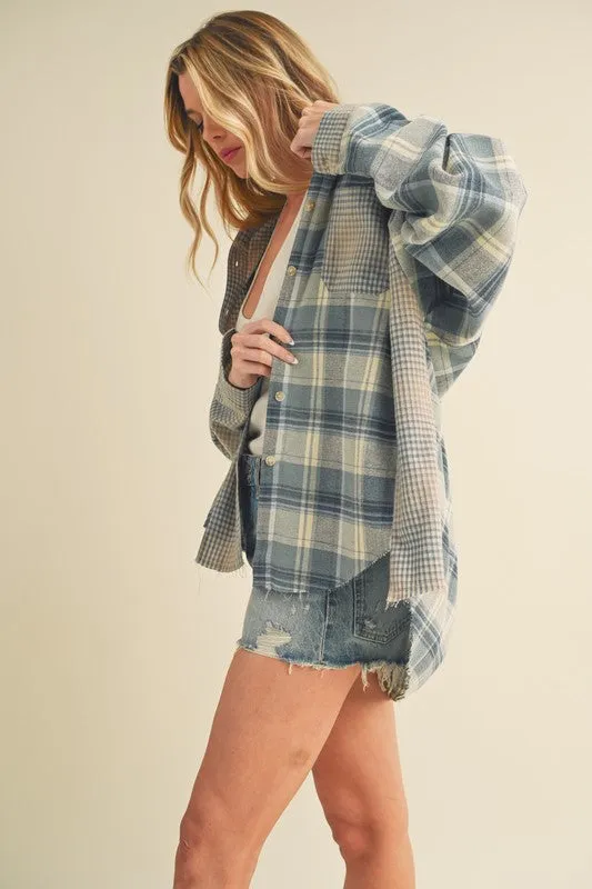Aemi + Co Plaid Button Down Flannel Shirt sold by Charming Charlie product image thumbnail 4