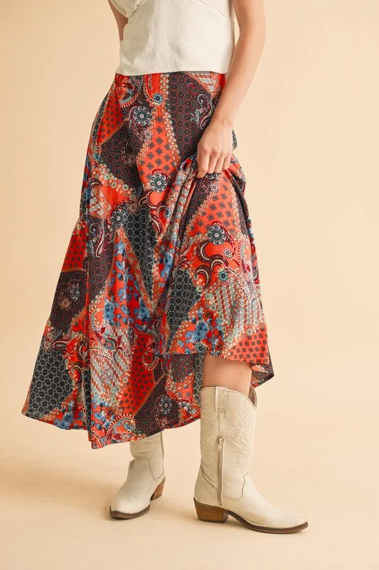 Aemi + Co Printed Maxi Skirt sold by Charming Charlie