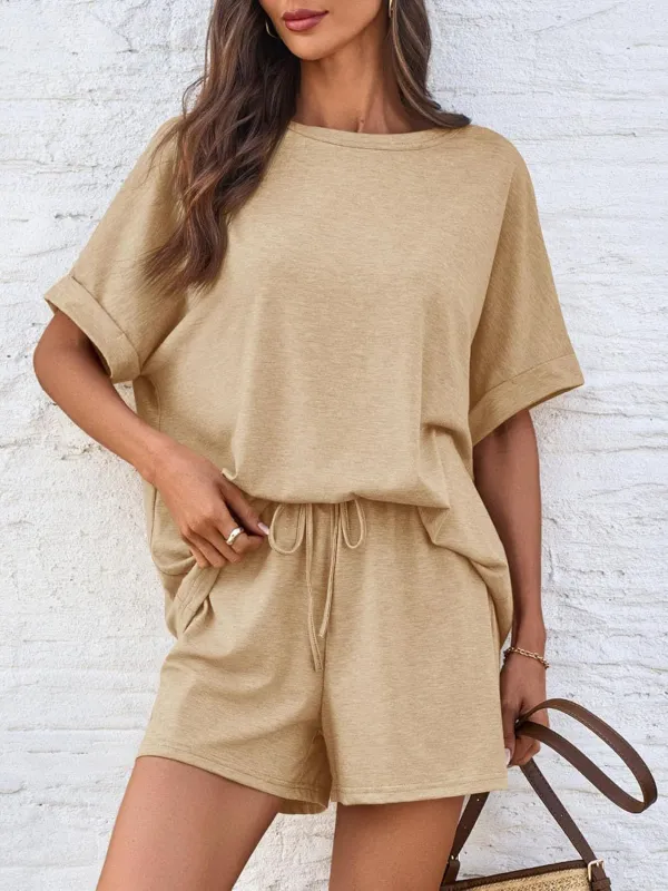 Round Neck T-Shirt and Drawstring Shorts Set sold by Charming Charlie