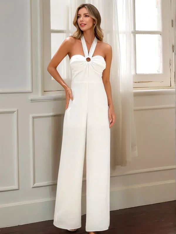 Halter Neck Wide Leg Jumpsuit sold by Charming Charlie