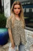 Best In Bold Sage Animal Print V Neck Dolman Side Slit Top sold by Charming Charlie