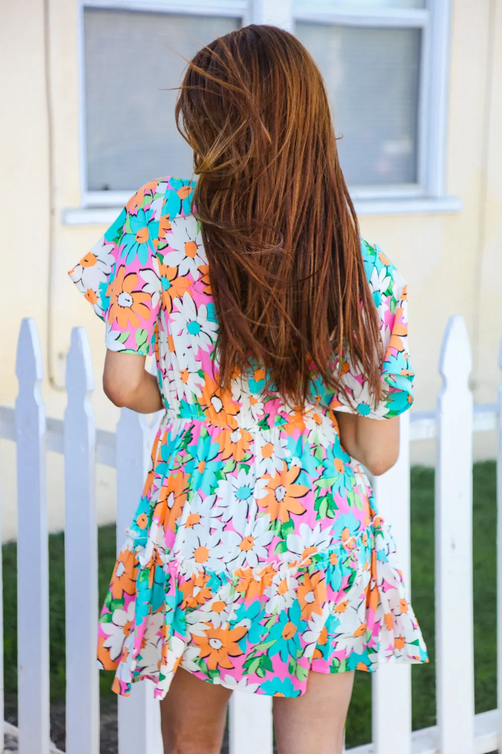 Hello Beautiful Multicolor Floral Ruffle Frill Hem Dress sold by Charming Charlie product image thumbnail 2