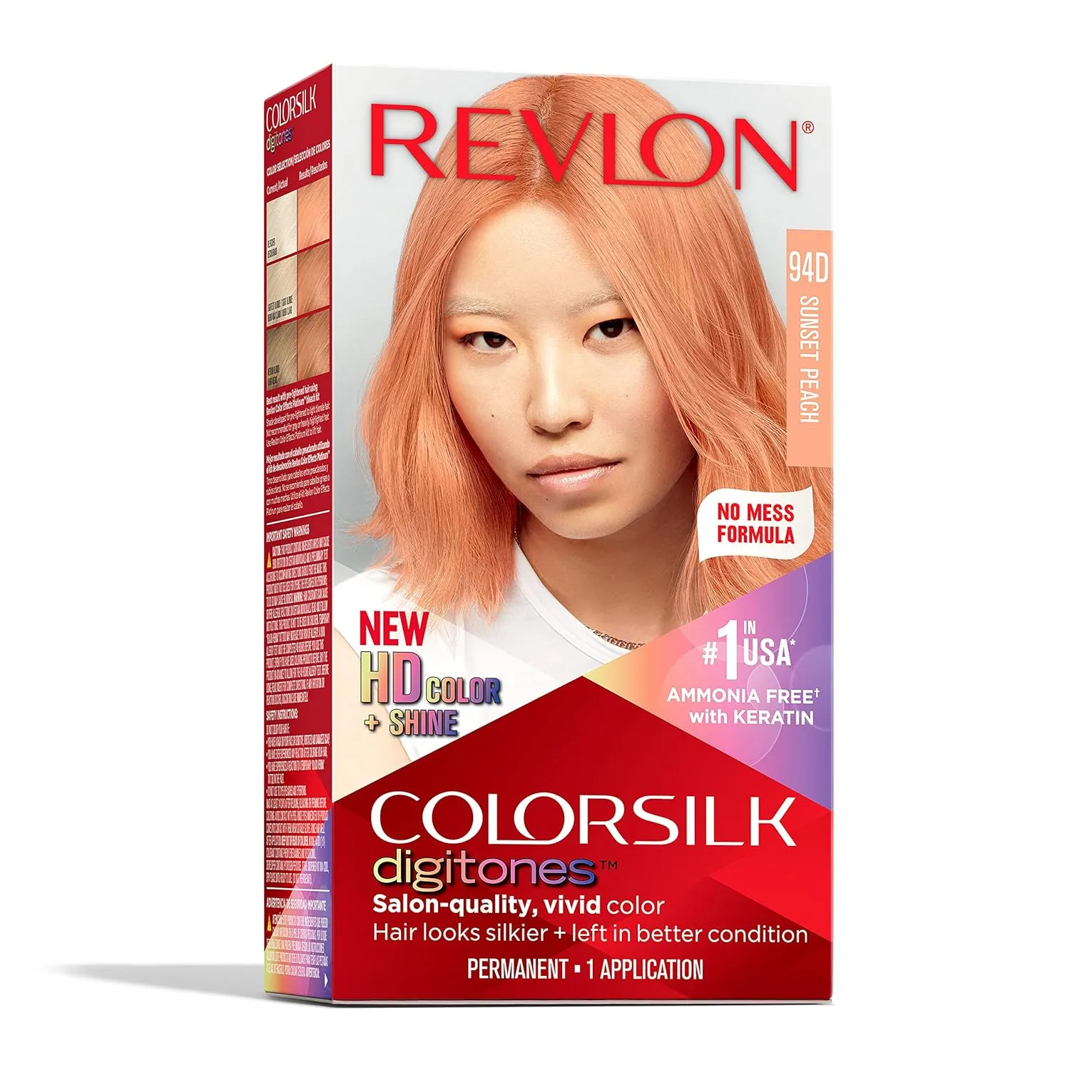 Revlon ColorSilk Digitones Permanent Hair Color with Keratin, 94D Sunset Peach, 1 Count sold by Charming Charlie