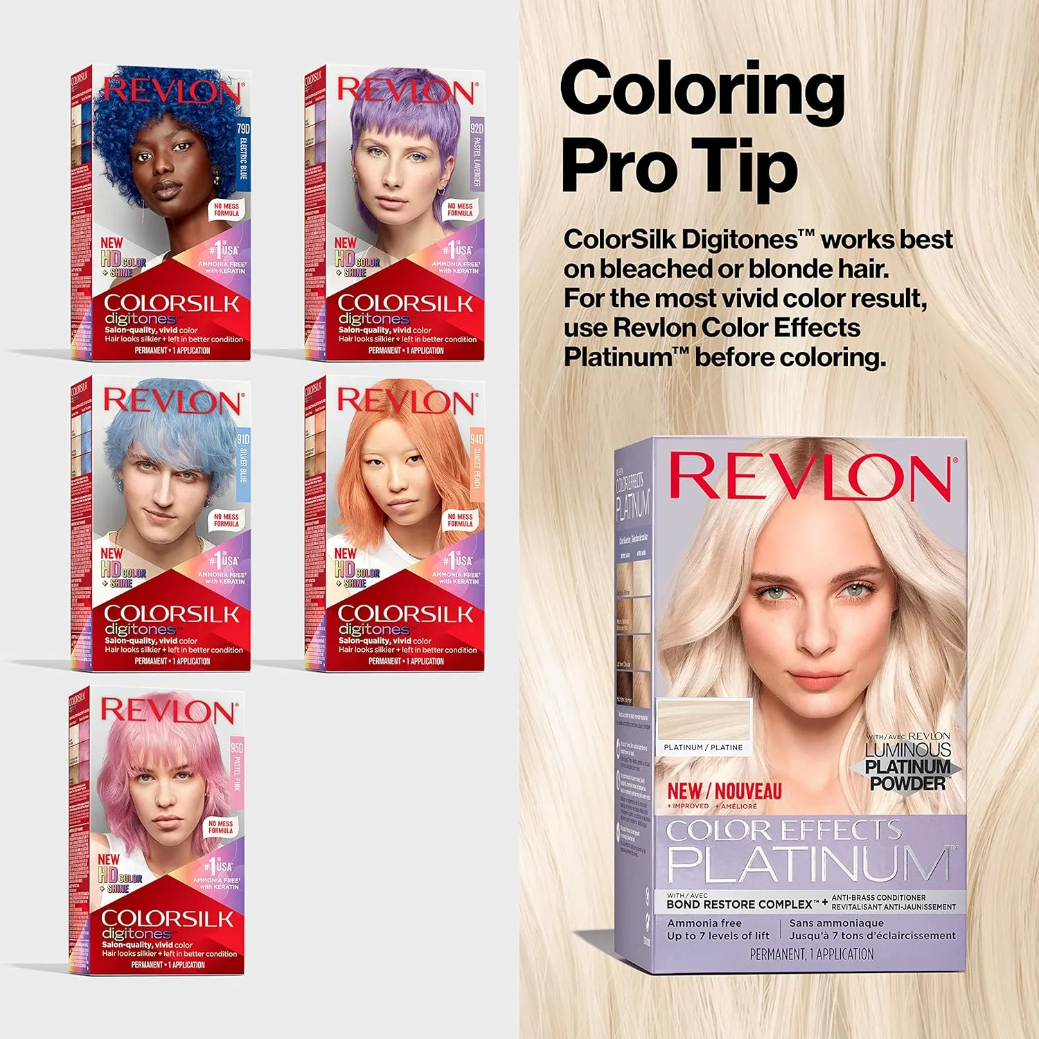 Revlon ColorSilk Digitones Permanent Hair Color with Keratin, 91D Silver Blue, 1 Count sold by Charming Charlie product image thumbnail 5