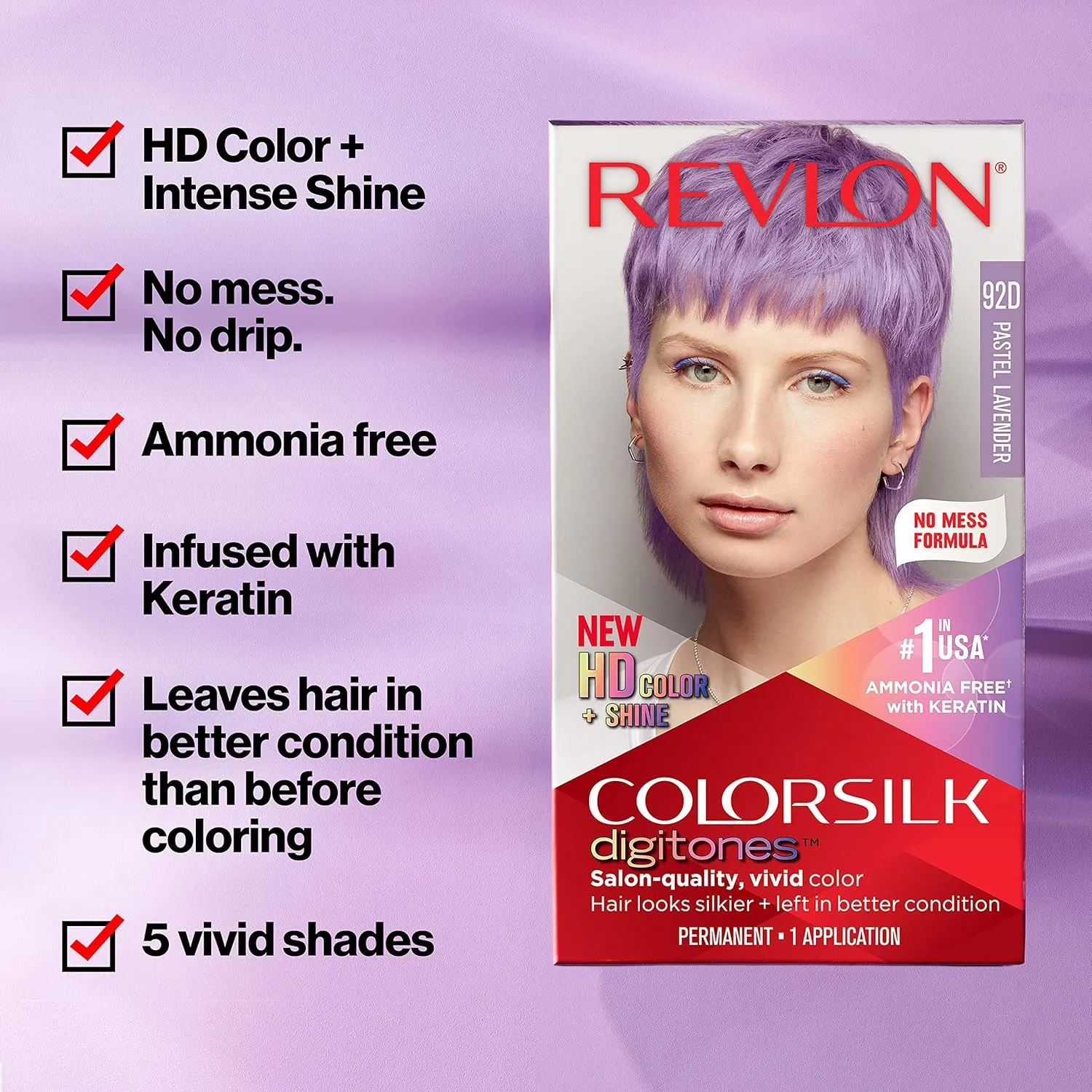 Revlon ColorSilk Digitones Permanent Hair Color with Keratin, 91D Silver Blue, 1 Count sold by Charming Charlie product image thumbnail 2