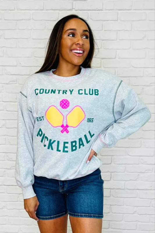 Country Club Pickle Ball Graphic Sweatshirt made by Charming Charlie
