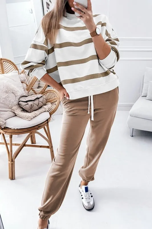 Drop Shoulder Pullover and Jogger Pants Set sold by Charming Charlie