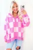 Checkerboard Button Collared Drop Shoulder Sweater sold by Charming Charlie