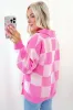 Checkerboard Button Collared Drop Shoulder Sweater sold by Charming Charlie
