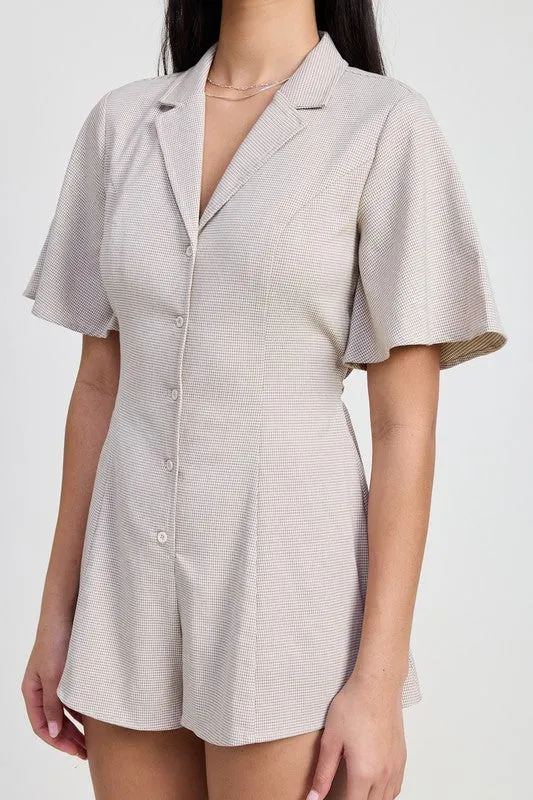 COLLARED ROMPER WITH WAIST TIE sold by Charming Charlie product image thumbnail 2