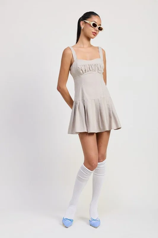 PLEATED MINI DRESS WITH BACK TIES sold by Charming Charlie product image thumbnail 3