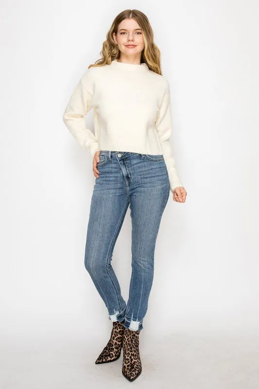 HIGH RISE CROSSOVER SKINNY JEANS sold by Charming Charlie product image thumbnail 4